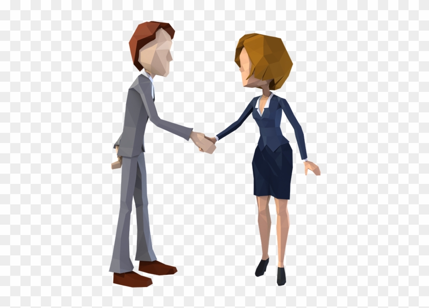 Business Couple Handshake Lowpoly Style 3 Different - Animasi Komunikasi Png Clipart