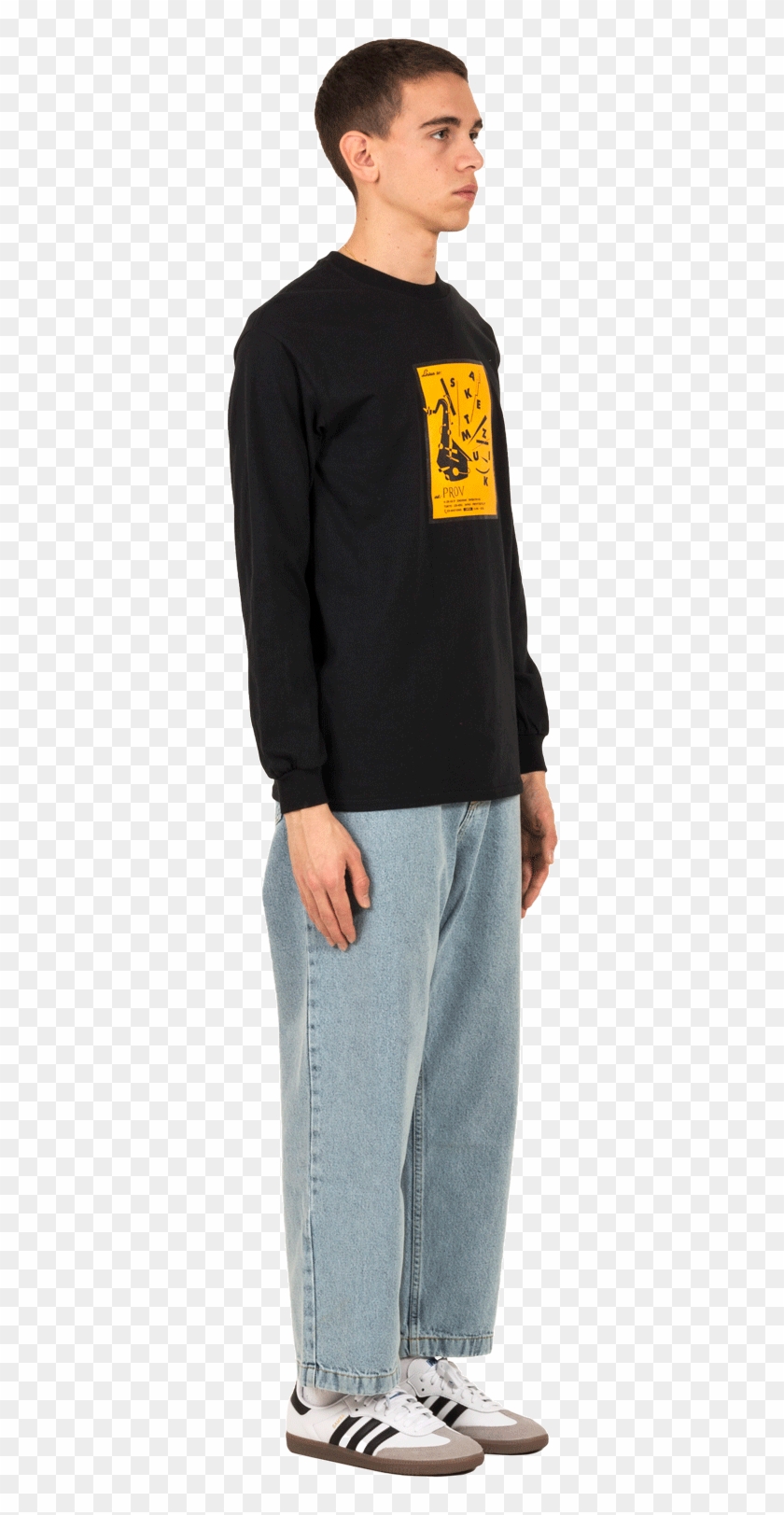 Skate Muzik X Prov Tokyo L/s Black - Standing Clipart