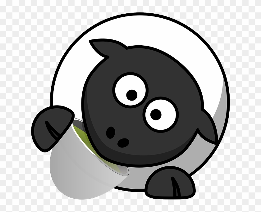 Sheep, Animal, Drinking, Funny, Tea, Teatime, Tee - Cartoon Sheep Drinking Coffee Clipart