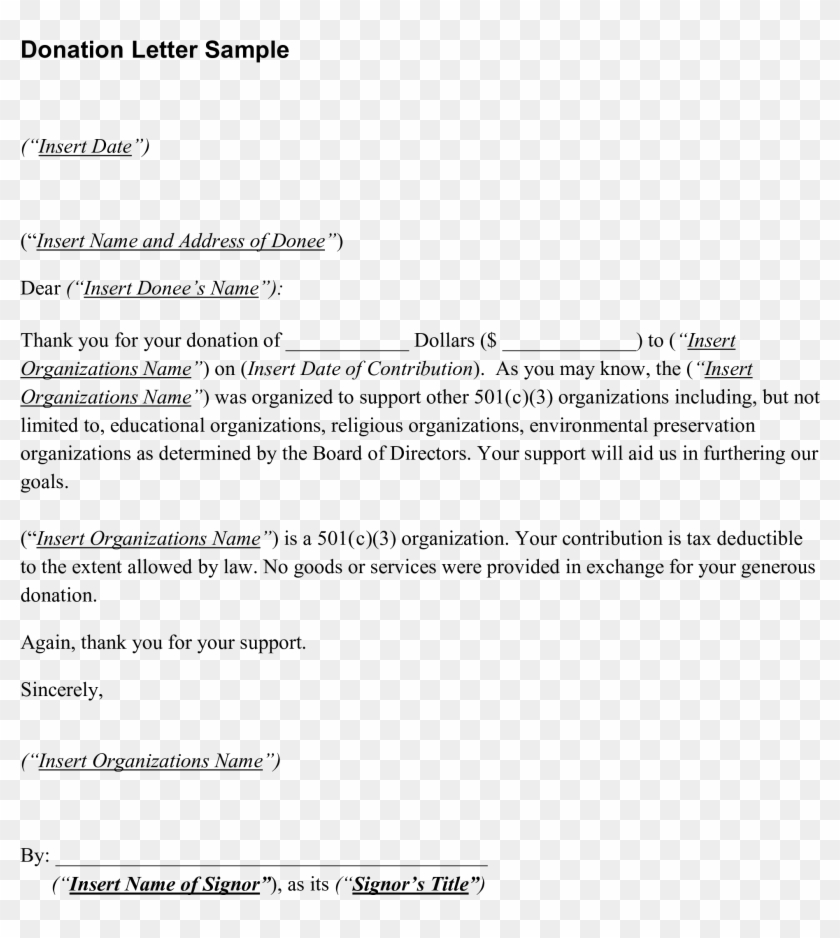 Donation Thank You Letter Format Main Image - Template Letter Charity Donation Clipart