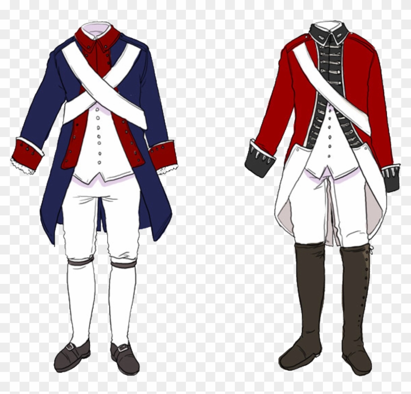 Aph England & America Revolutionary War Outfits Reference - American Revolution Uniform Colors Clipart