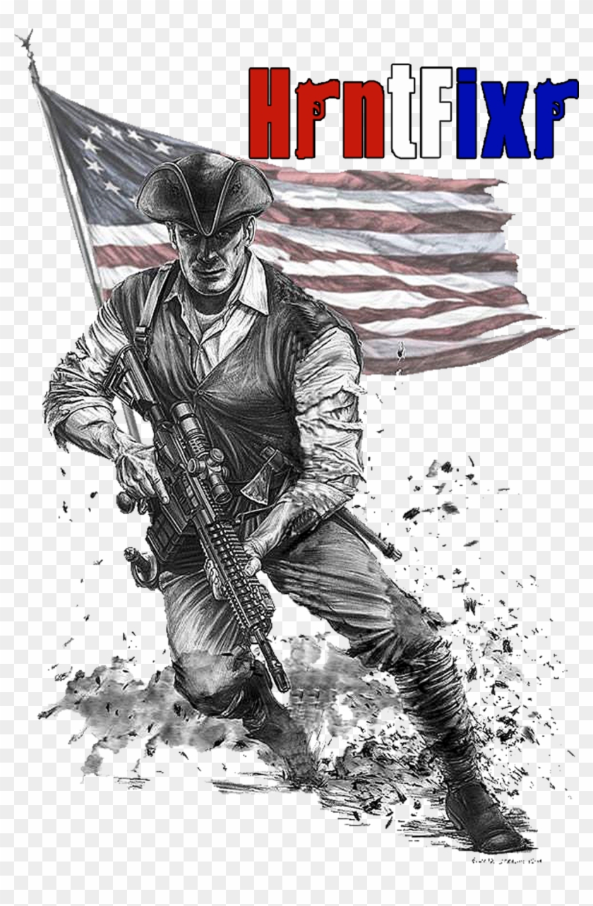 Minuteman Drawing American Revolution - Modern Day American Patriot Clipart