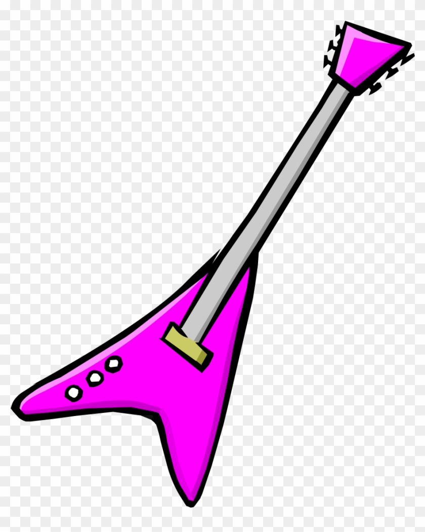 Pink Electric Guitar Clipart - Club Penguin Pink Guitar - Png Download #3591905