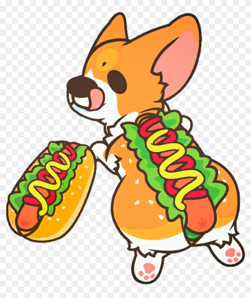 #schotdog #hotdog #corgi #dog #cute #colorful #cosplay - Cartoon Clipart #3592257