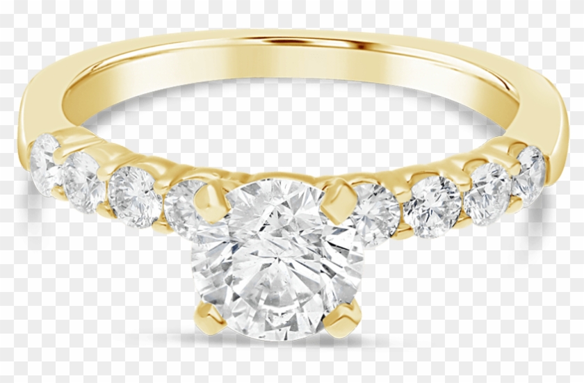 Propose Tonight 14k Yellow Gold Solitaire Round Cut - Engagement Ring Clipart #3594245