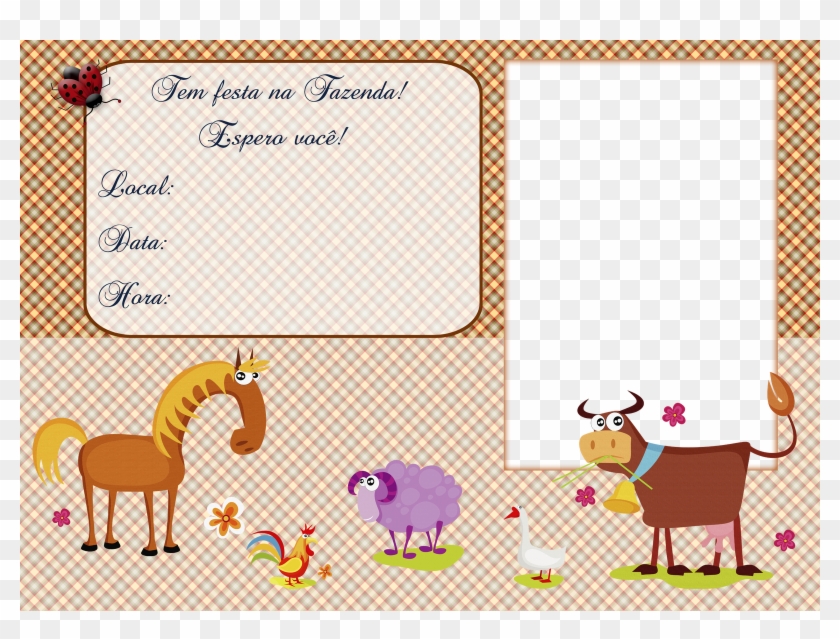 Convite Tema A Fazendinha No Formato Png, Com Espaço - Convite Fazendinha Em Branco Png Clipart