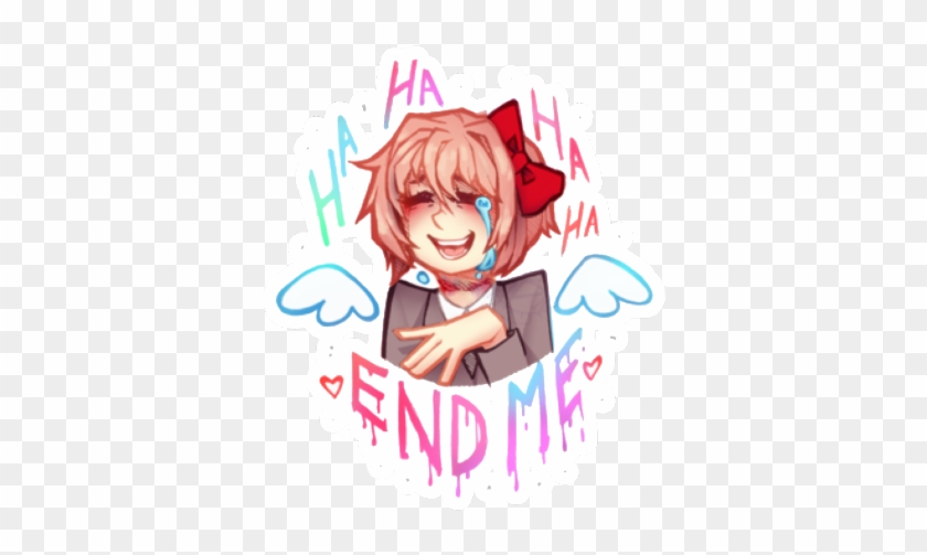#sticker #sad #depression #endme #sayori #ddlc #freetoedit - Haha End Me Sayori Clipart #3596430