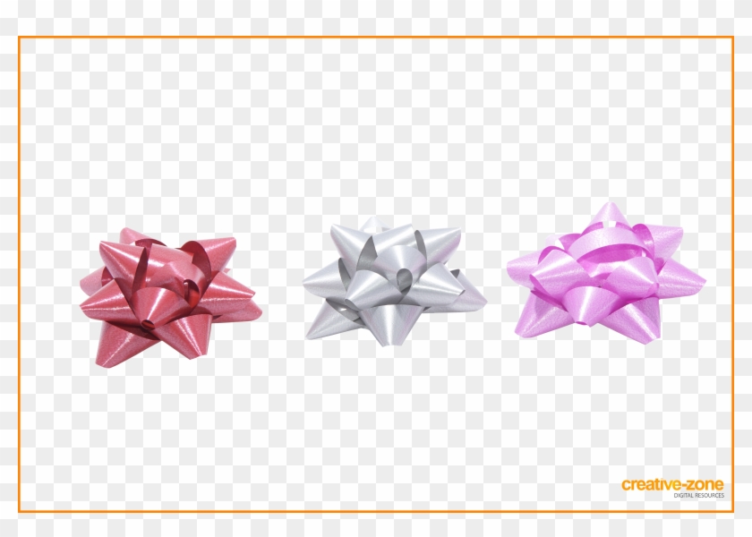 Dark Red, Silver, Purple Gift Bow, Star - Origami Paper Clipart #3596936