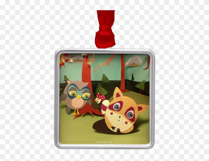 Owl Meets Raccoon Ornament - Christmas Ornament Clipart