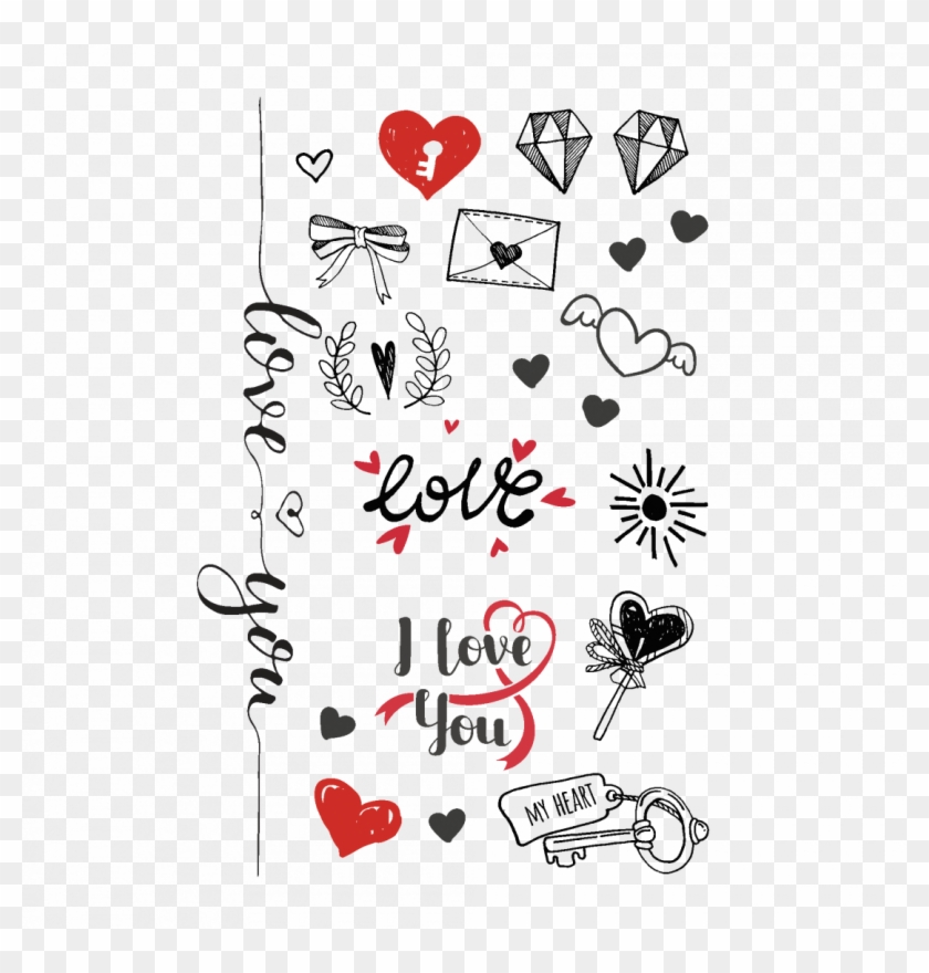 Temporary Tattoo I Love You Set - Heart Clipart #3599607
