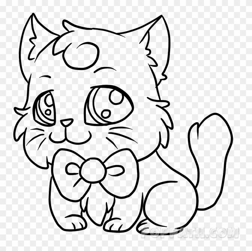 How To Draw A Bowtie Kitty - Draw Cat With Bow Clipart