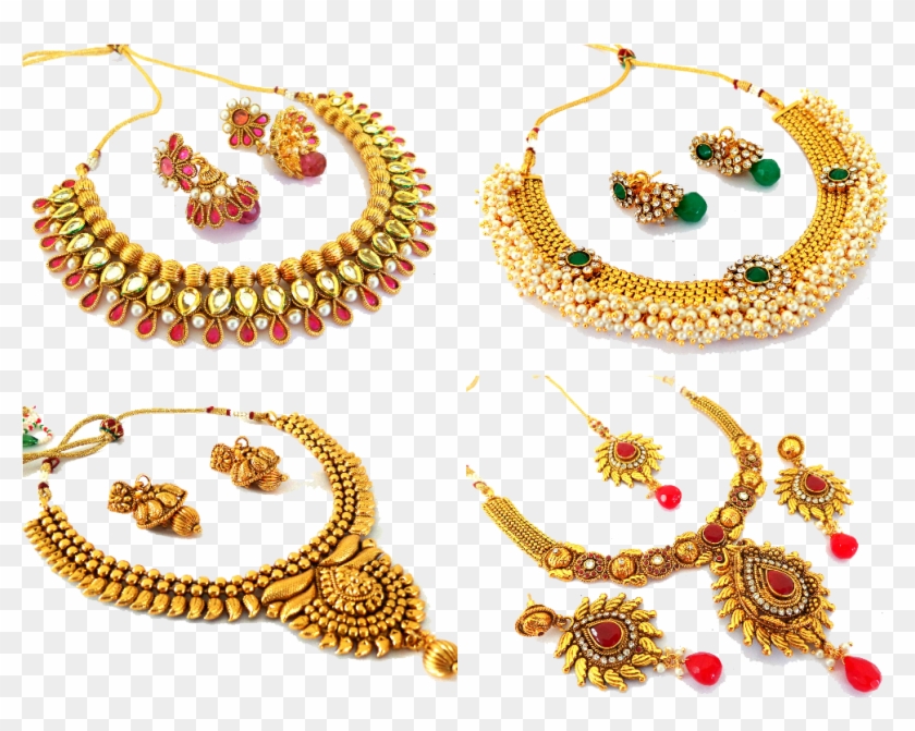 Hq Jewellery Png Transparent Images Pluspng Indian - Gold Jewelry Design Kundan Set Clipart