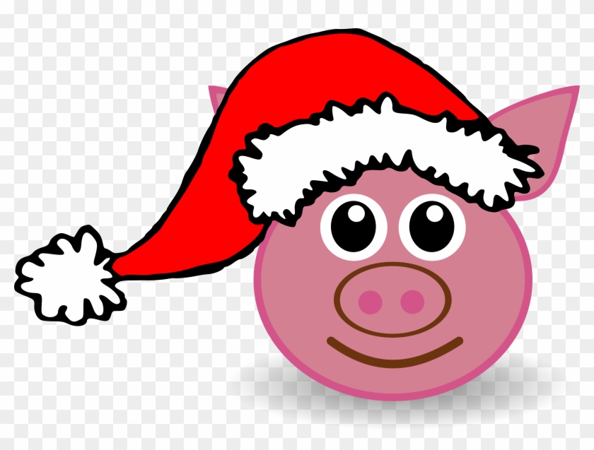 Cartoon Forearm Cliparts - Pig In Christmas Hat Cartoon - Png Download #361965