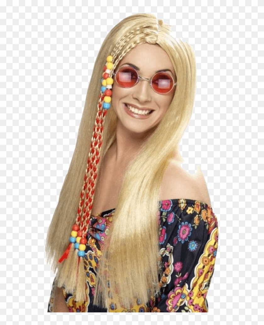 Hippie Blonde Wig - 70's Hippie Style Makeup Clipart