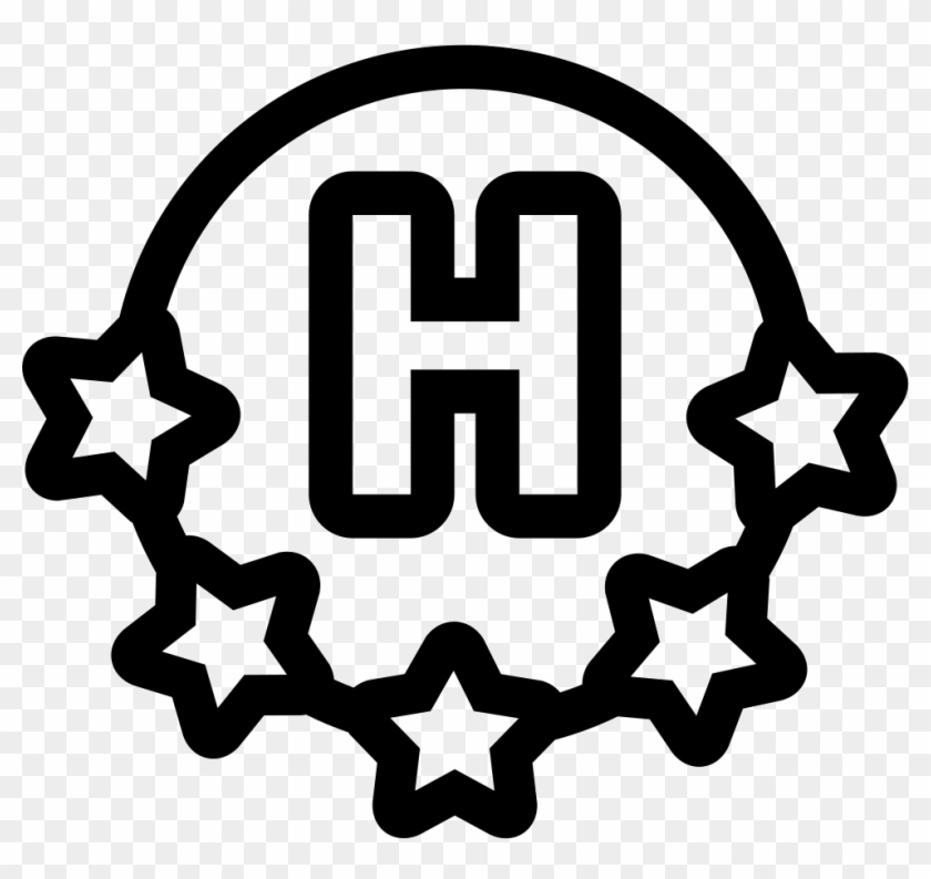 Letter H Hotel Outline With Five Stars Comments - H Icono Clipart