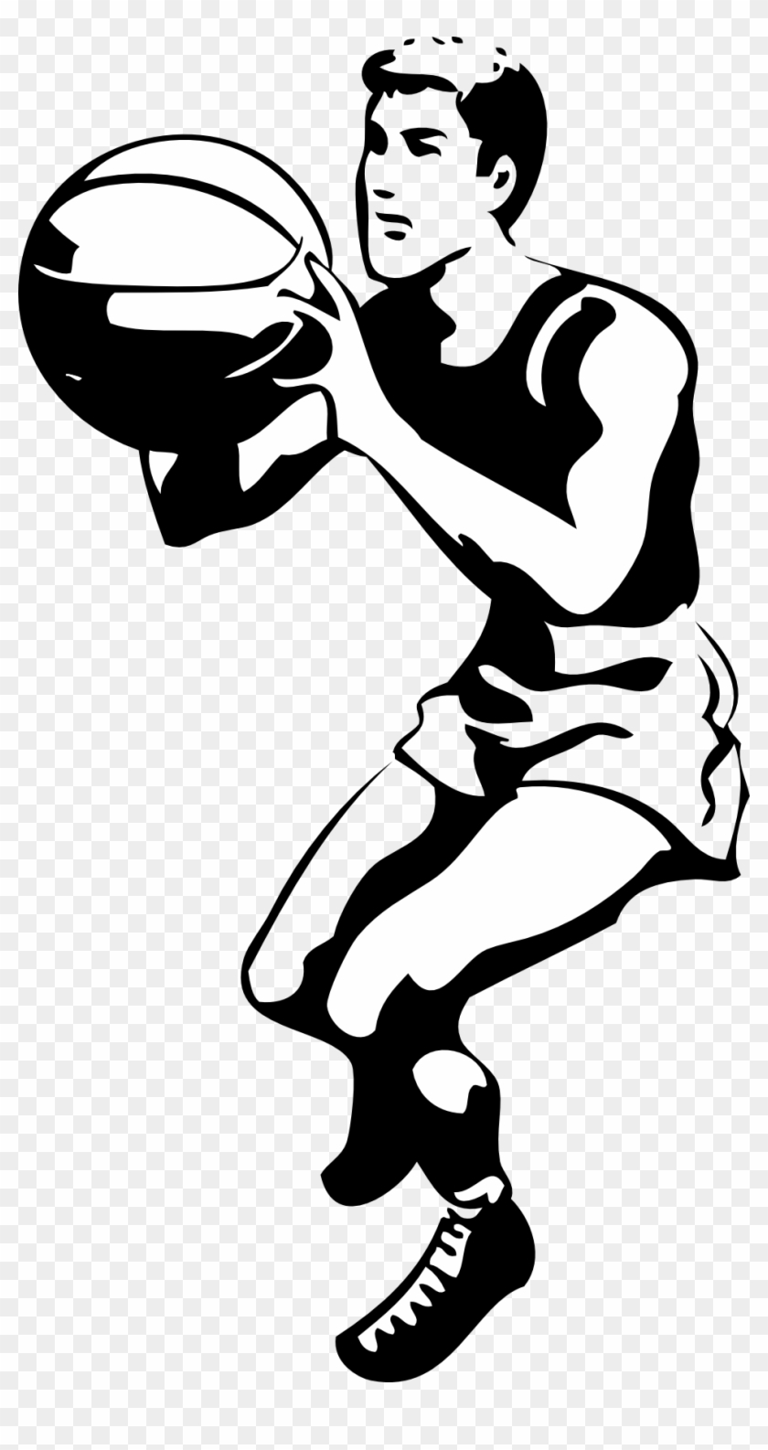 Basketball Player Black White Line Art Tatoo Tattoo - Basketball Player Clipart Black And White - Png Download