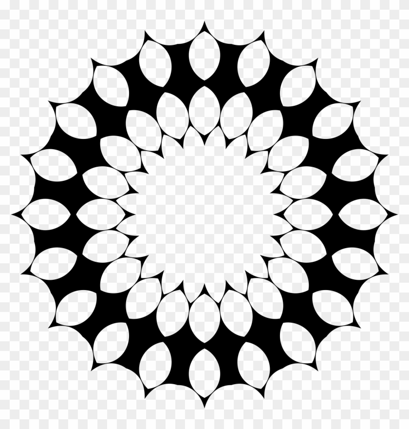 Stylized Flower Design Black And White Stock - Circle Clipart