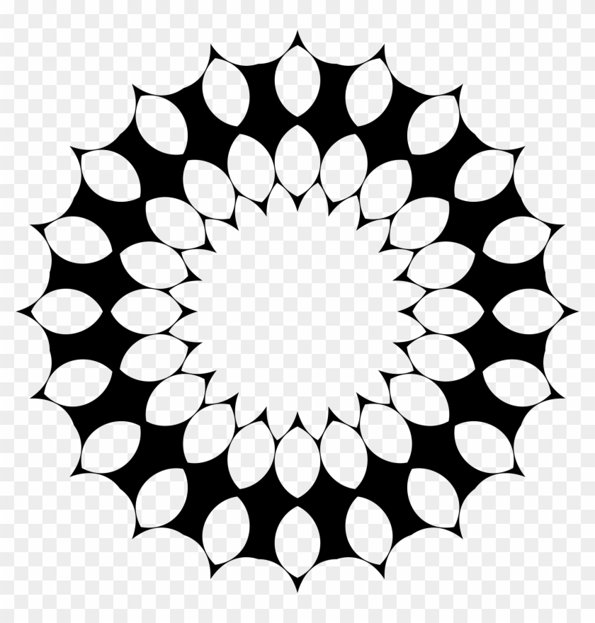 Stylized Flower Design Black And White Stock - Circle Clipart #363617