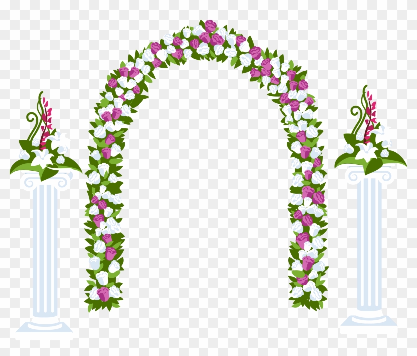 022 Floral Arch And Columns Flower Designs Decoration - Wedding Arch Clipart Transparent - Png Download #364536