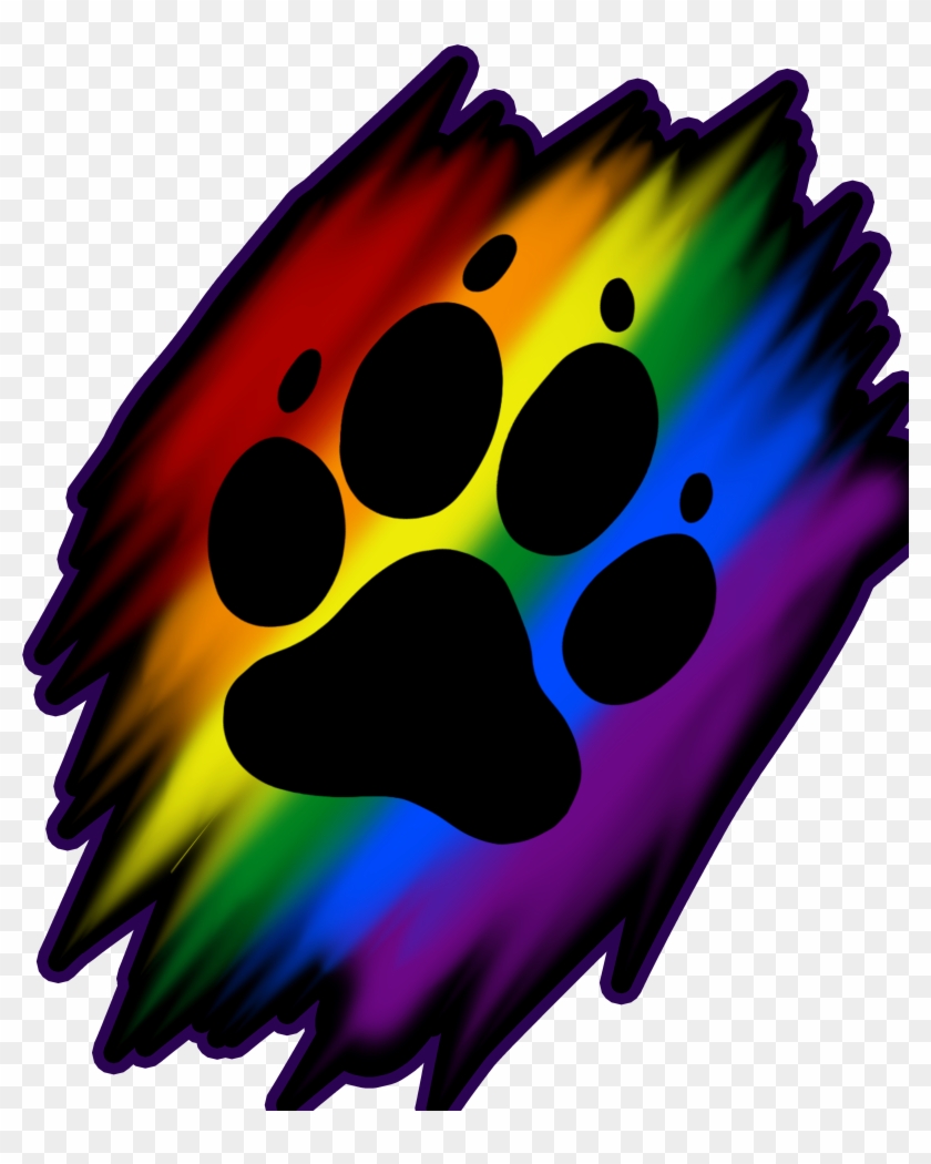 Rainbow Paw Print - Rainbow Dog Paw Print Clipart