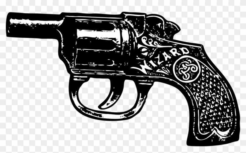 Pistol, Vintage Pistol, Gun, Vintage, Weapon, Handgun - Gun Drawing Png Clipart #366295