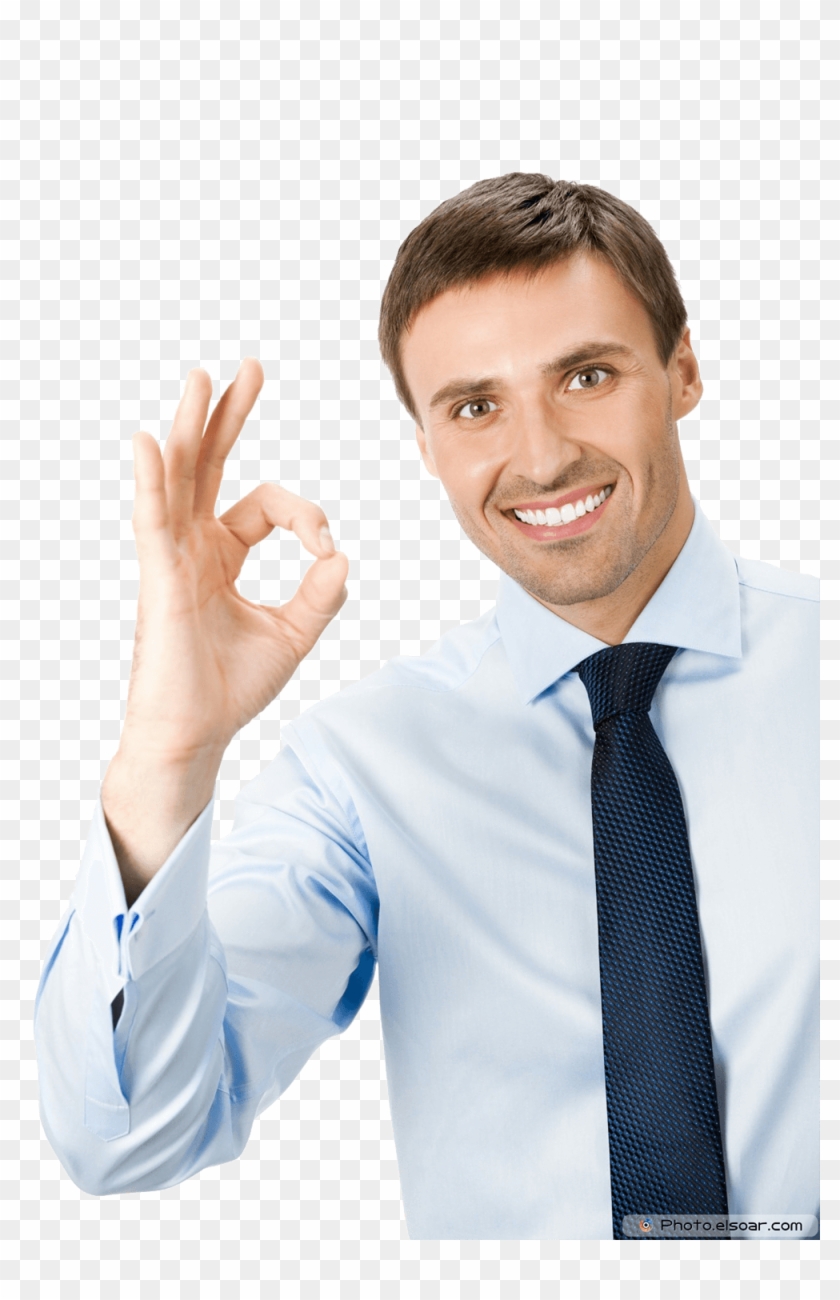 Happy Smiling Young Business Man With Okay Gesture - You Get Paid For 40 Hours Clipart