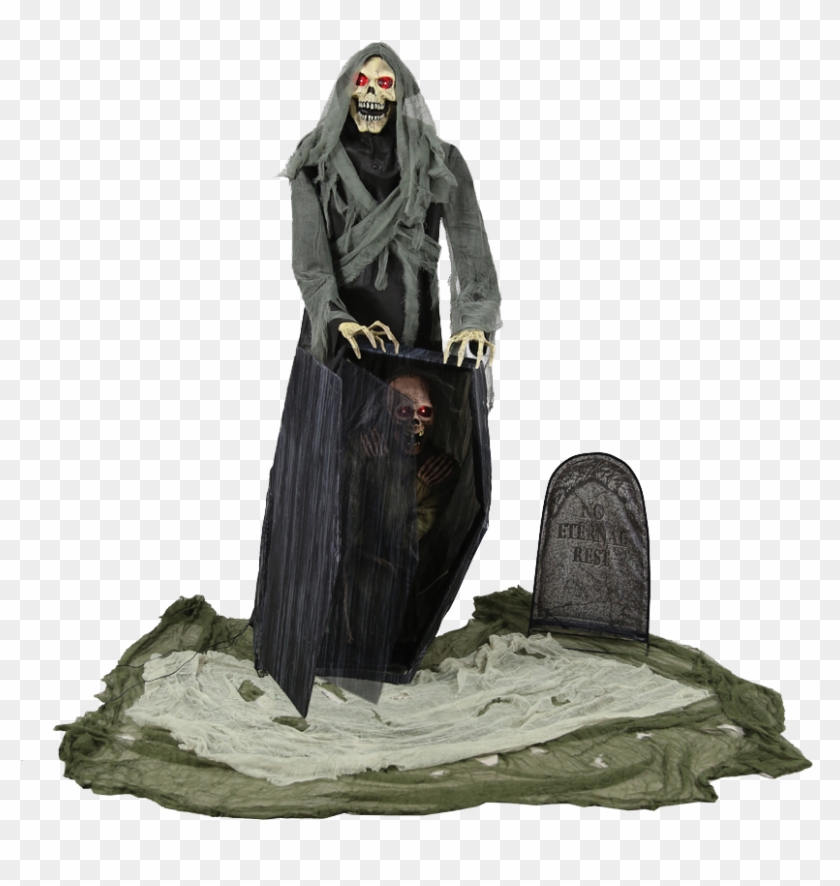 Graveyard Reaper Animated Halloween Prop - Animated Life Size Grim Reaper Decoration Clipart