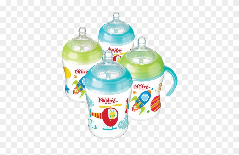 Nuby Natural Touch Bluegreen 9oz - Nuby Natural Touch Baby Bottles 4 Pack Clipart #368034