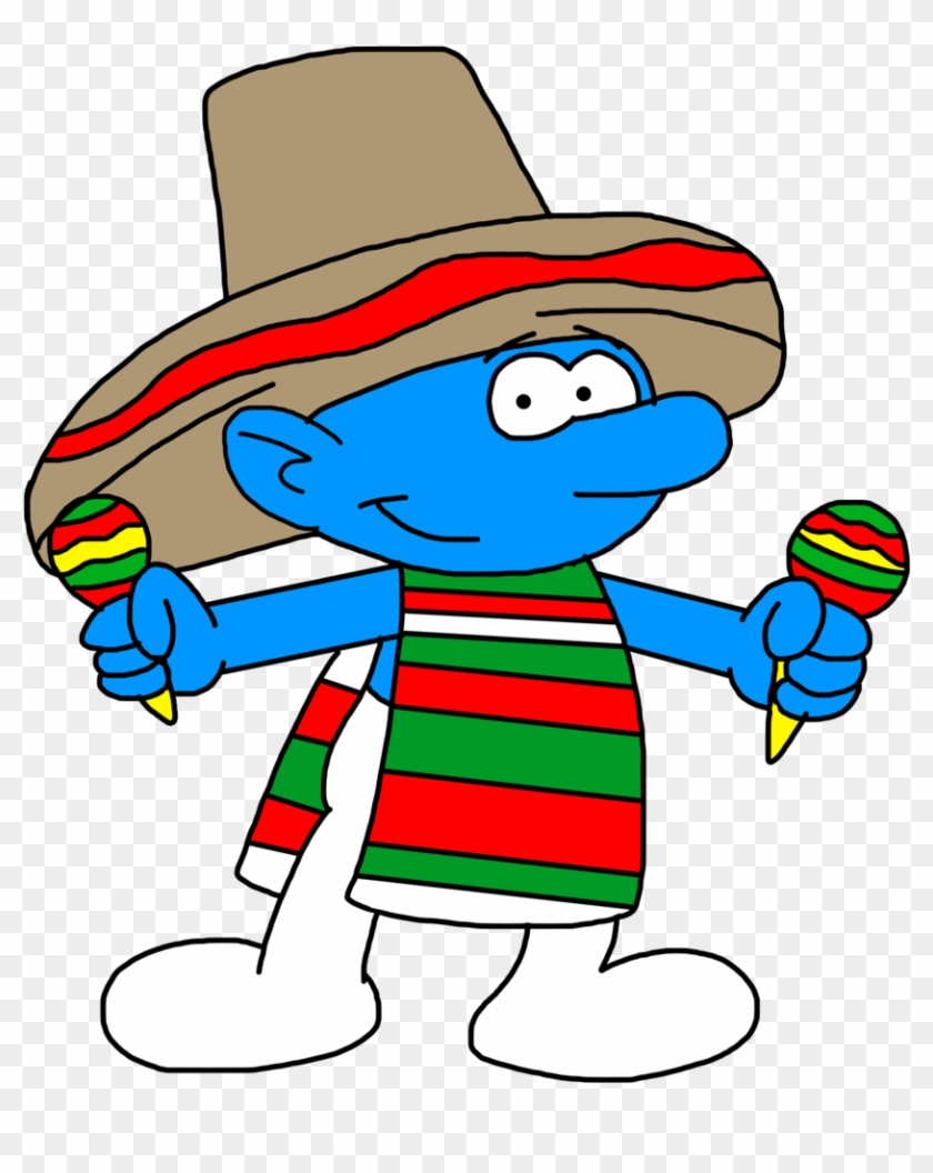 Clipart Mustache Poncho Mexican - Smurfs In Mexico - Png Download