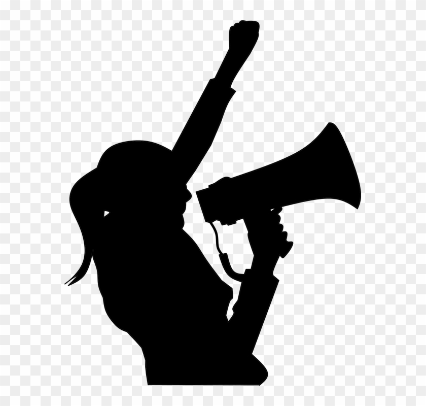 Protesting, Megaphone, Hand, Woman, Yelling, Silhouette - Protester Silhouette Clipart #368554