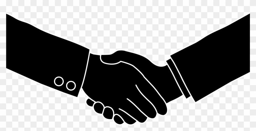 Business Handshake Black Silhouette - Handshake Silhouette Clipart #369644