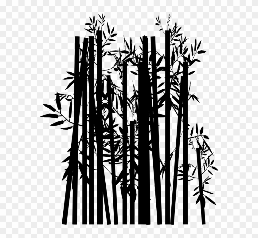 Nature Decorative Tree Bamboo Silhouette Black - Silhouette Clipart #3600827
