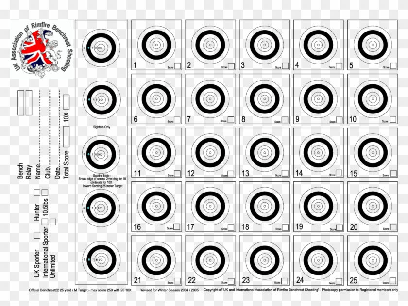 Free Downloadable Targets For 6mm Br Norma And 6br - Bench Rest Targets Clipart