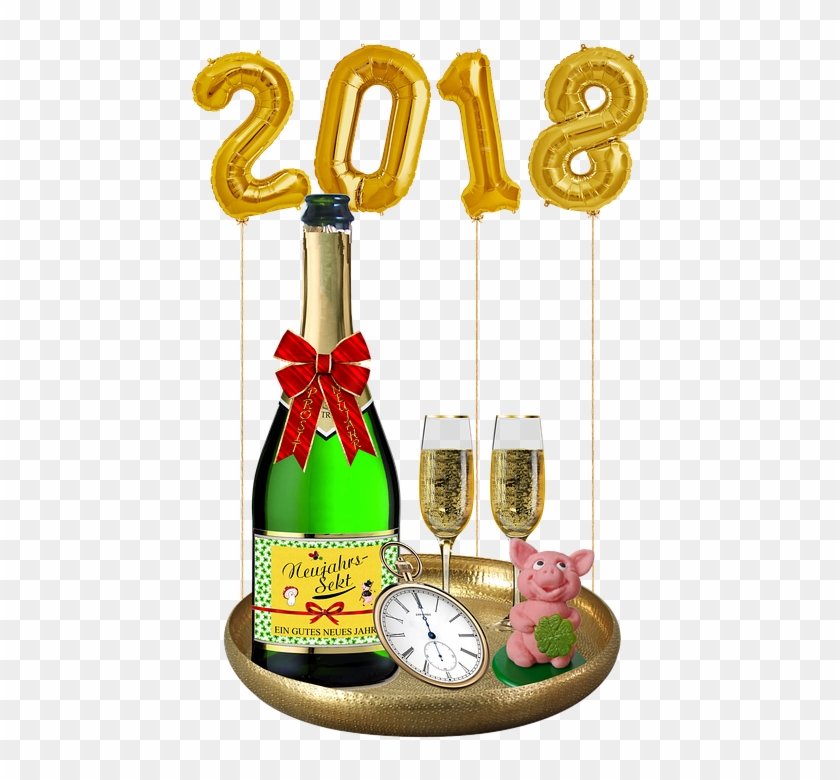 New Year's Day 2018 New Year's Eve Isolated - Champagne Clipart