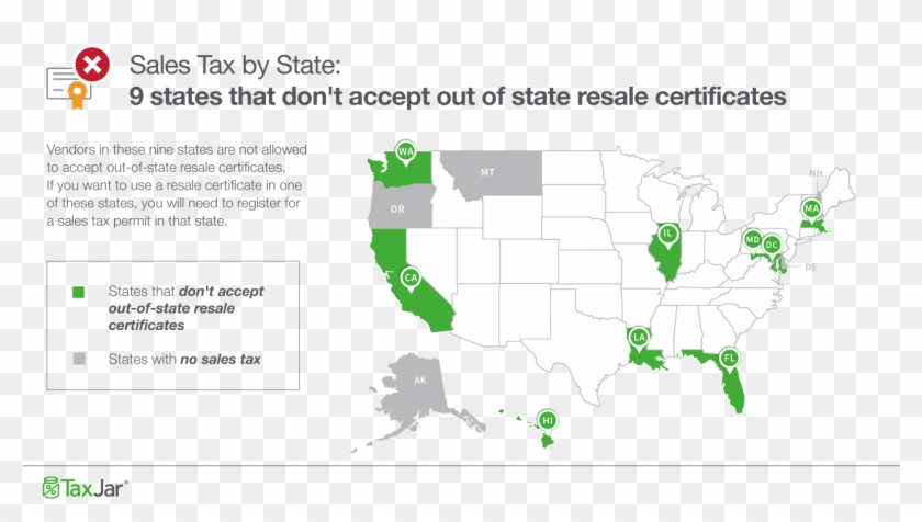 9 States That Won't Accept Out Of State Resale Certificate - Measles Outbreak Map Usa 2019 Clipart #3603294
