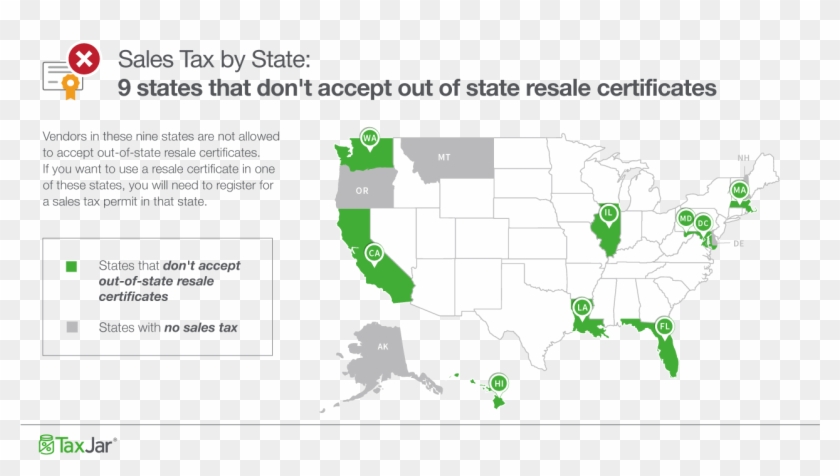 9 States That Won't Accept Out Of State Resale Certificate - Measles Outbreak Map Usa 2019 Clipart