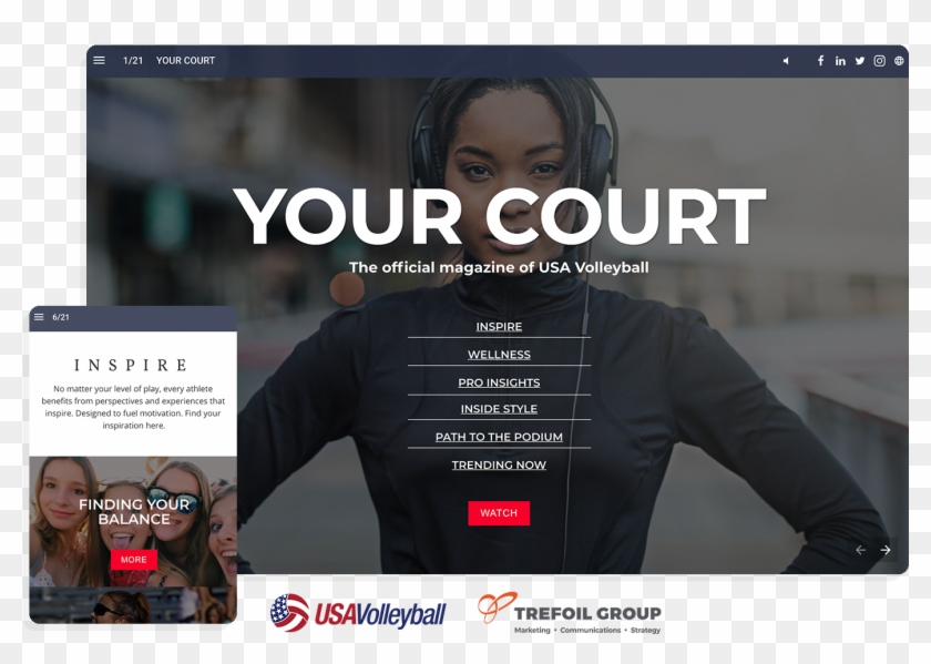 Trefoil Usa Vollyball Digital Magazine Example - Usa Volleyball Clipart #3604582