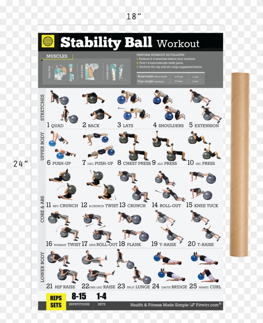 An Exercise Ball, Also Called Stability Balls, Swiss - Dumbbell Workouts For Arms Men Clipart #3606072