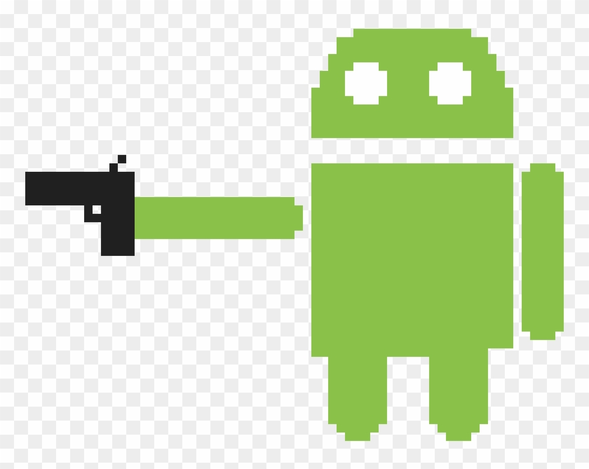 Android Logo With A Gun - Illustration Clipart
