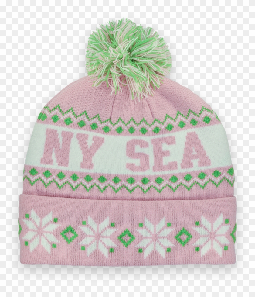 Beanie Pompom Winter Pink/white - Beanie Clipart #3607014