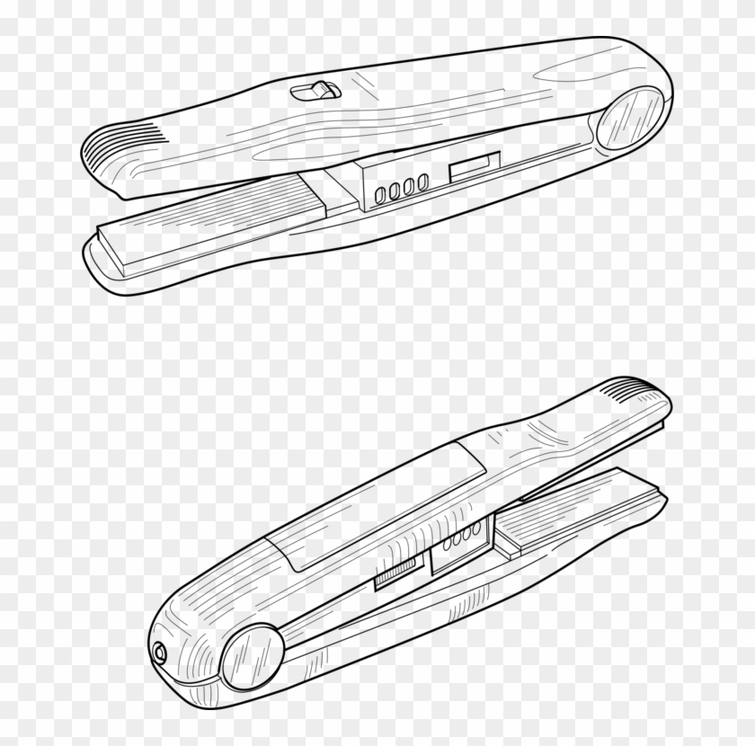 Free Vector Hair Dryer Clip Art - Drawing Of Flat Irons - Png Download #3607490