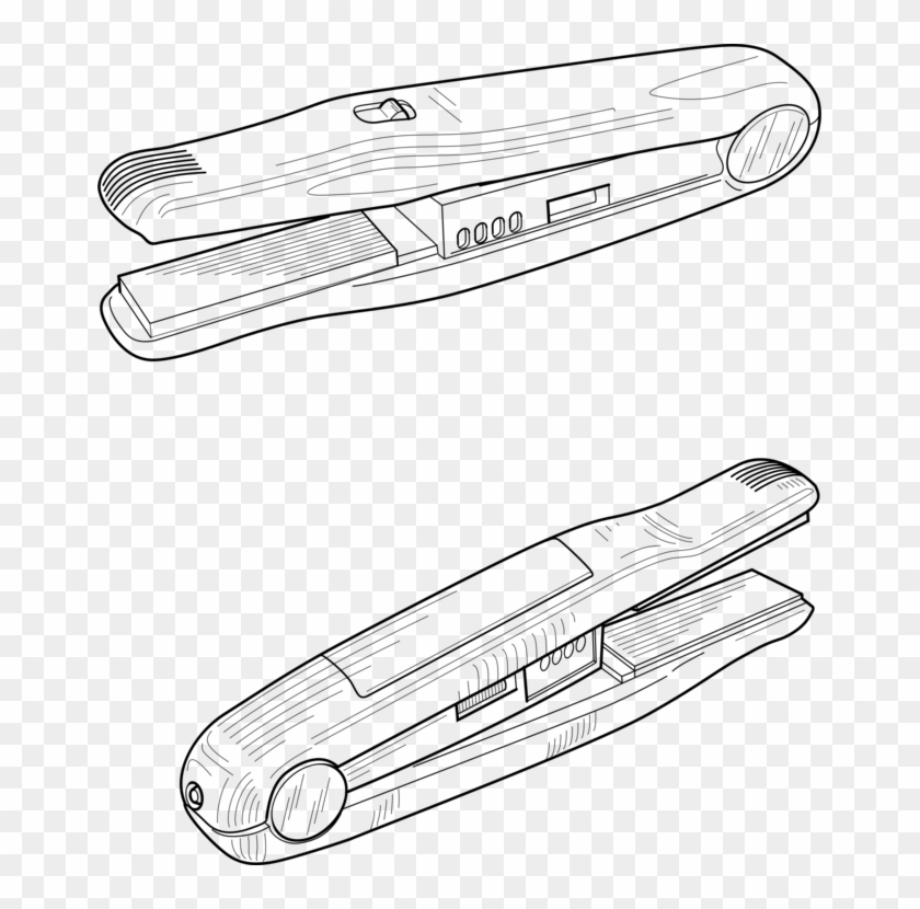 Free Vector Hair Dryer Clip Art - Drawing Of Flat Irons - Png Download