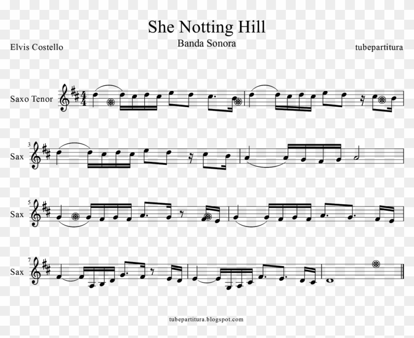 Sheet Music For Tenor Saxophone She By Elvis Costello Partitura She Elvis Costello Clipart 3608551 Pikpng
