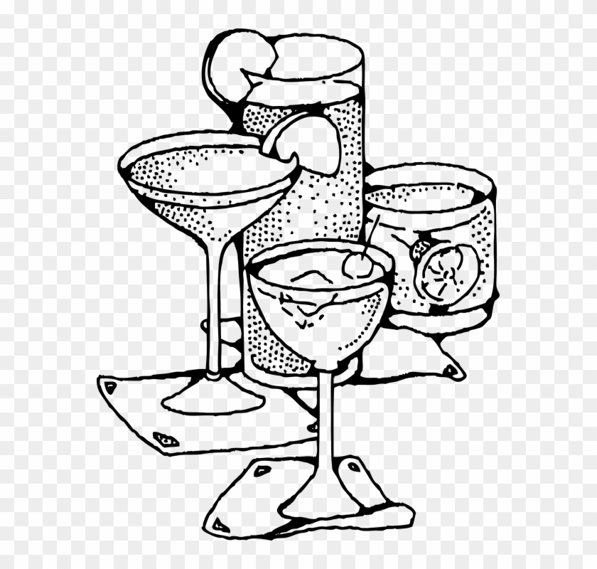 Cocktail Mixed Drink Cocktail Glasses Coctail Glass - Drinks Clipart Black And White - Png Download