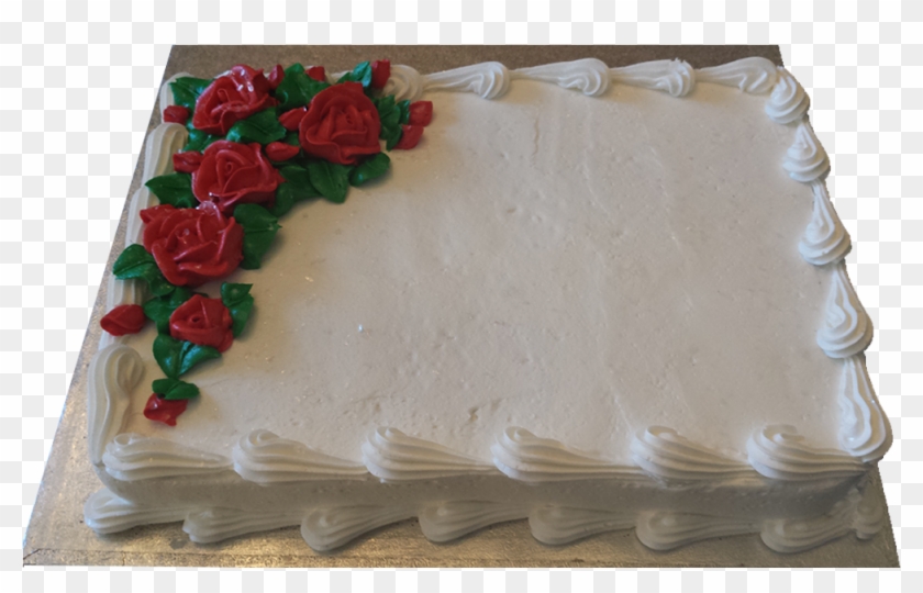 Red Rose Decorated Slab - Rectangle Cake With Red Roses Clipart #3609049