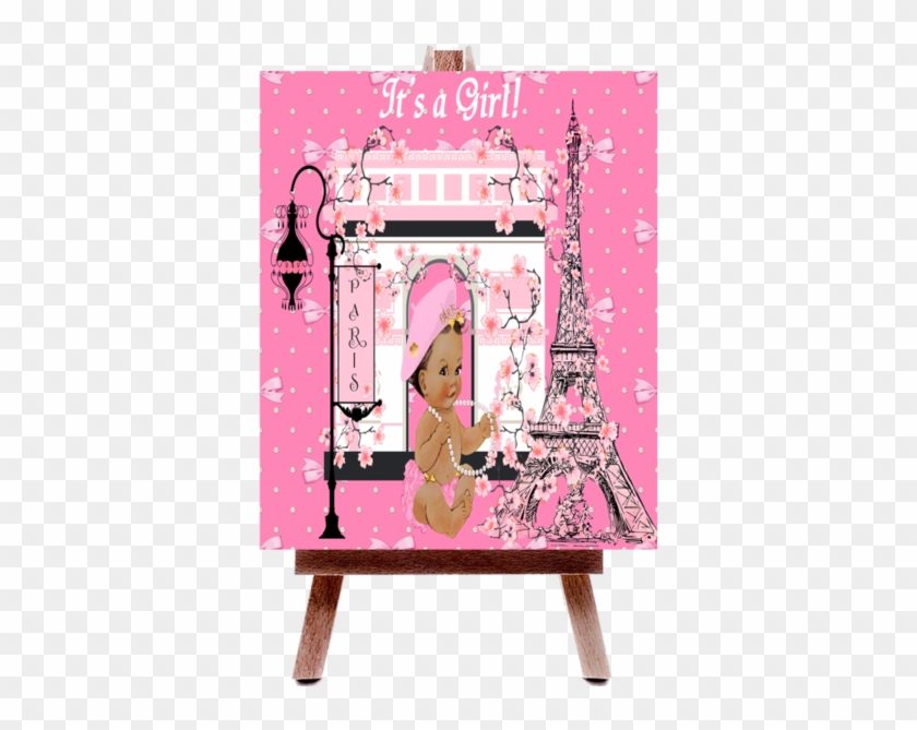 Pink Eiffel Tower Paris Baby Shower Poster Board Fiat - Picture Frame Clipart #3610001