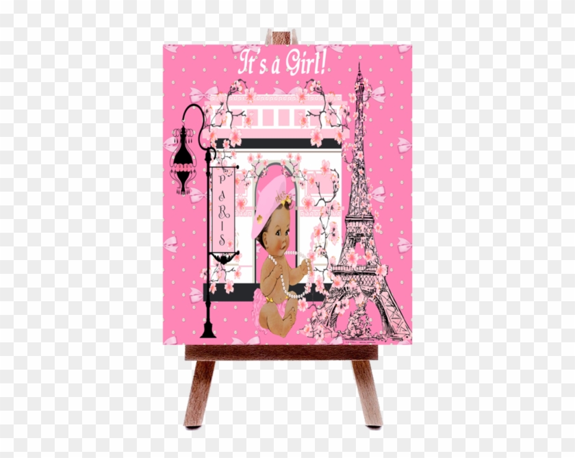 Pink Eiffel Tower Paris Baby Shower Poster Board Fiat - Picture Frame Clipart