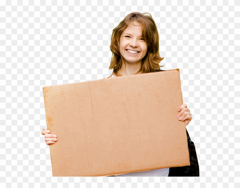 Happy Smiling Girl Holding Blank Board - Girl Holding A Blank Board Png Clipart #3610149