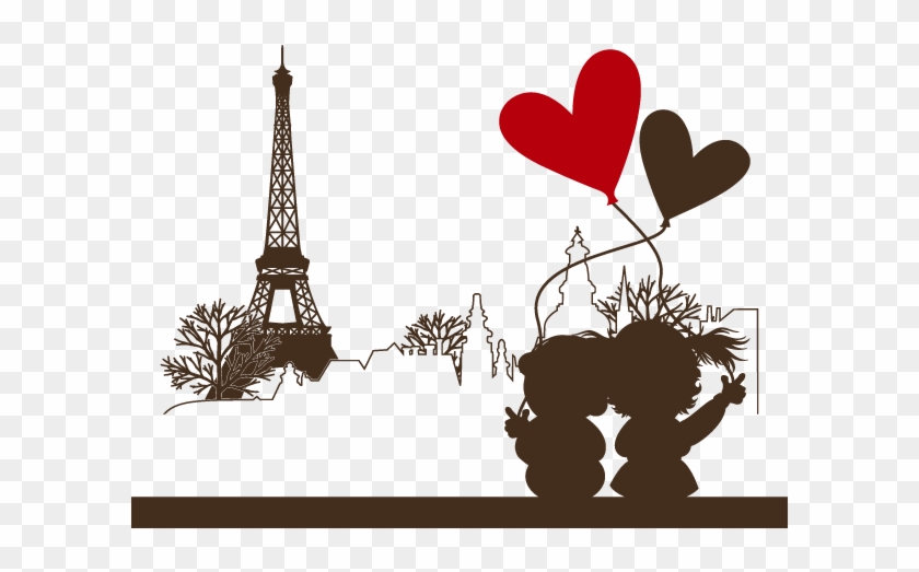 Vinilos Decorativos París Romántico - Love Eiffel Tower Silhouette Clipart