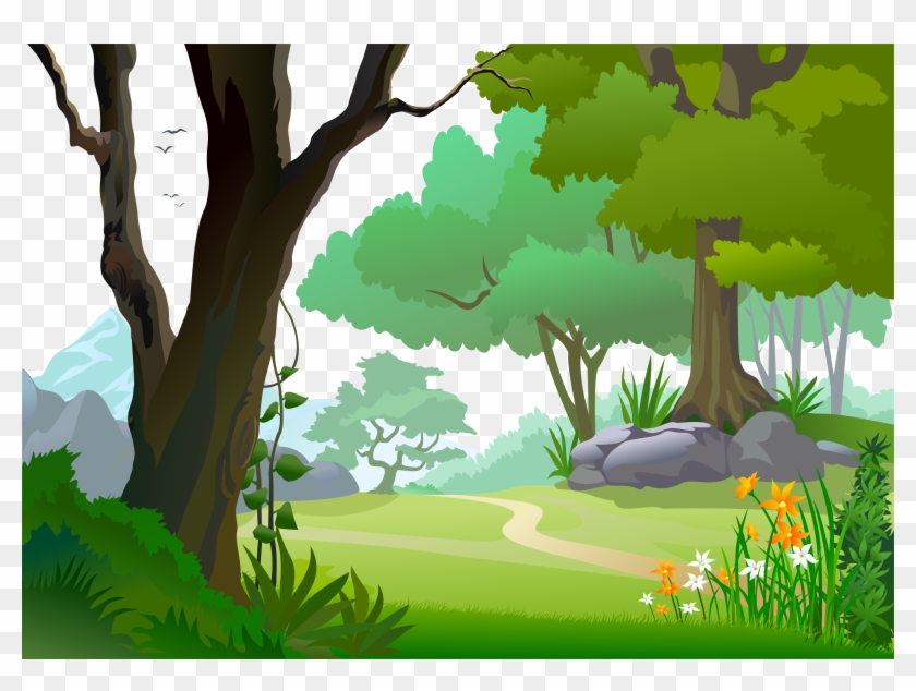 Zoo Clipart Scenery - Animated Cartoon Forest Background - Png Download #3611160